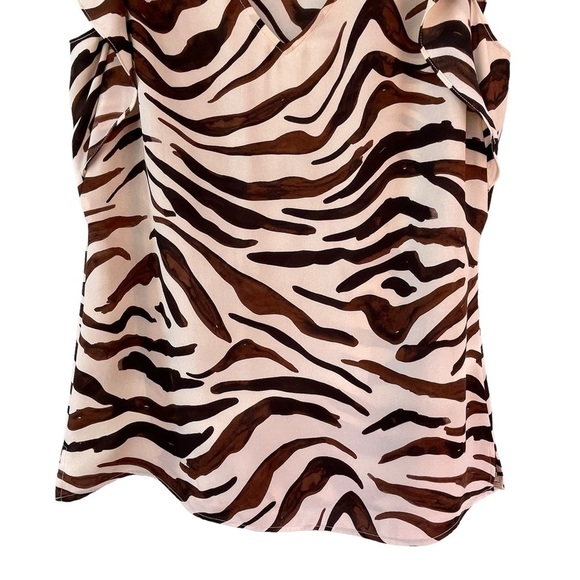 Cabi Zebra Print Ruffle Flutter Sleeve Blouse Style #3771 Brown Cream - Sz M - Picture 6 of 10